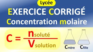 La concentration molaire dune solution aqueuse  EXERCICE corrigé  Lycée [upl. by Annahtur]