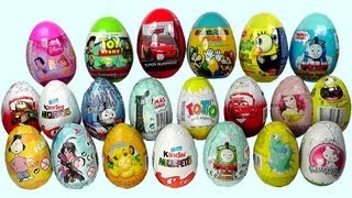 21 Surprise Eggs Kinder Surprise Cars 2 Thomas Spongebob Disney Pixar [upl. by Placidia896]