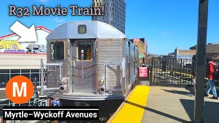 BMT Myrtle Av Line M Action MyrtleWyckoff Avs  R32 Movie Train [upl. by Ayotyal]