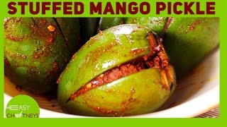 Stuffed Mango Pickle  Rarest Types of Avakayi  Easy Chutneys [upl. by Ralf276]