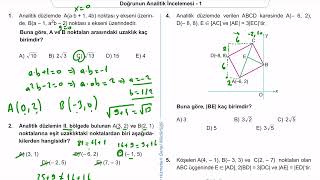 11 Sınıf Matematik Kazanım Kavrama Test 11 Doğrunun Analitik İncelenmesi Çözümler [upl. by Kaczer]