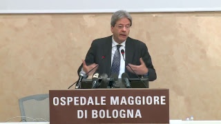 Il Presidente Gentiloni interviene nellAula Magna dellOspedale Maggiore di Bologna 09052017 [upl. by Tirb275]