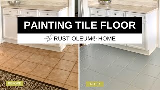 Painting my ugly kitchen tile floor with RustOleum RockSolid Home  Floor paint tutorial [upl. by Elumas]