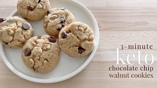 Keto 3minute Chocolate Chip Walnut Cookies [upl. by Angid]