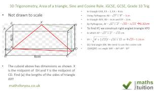 3D Trigonometry Area of Cuboid Cosine rule Sine Rule IGCSEand GCSE Trig Grade 10 Grade 11 Tr [upl. by Alroy]