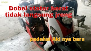 Dobel stater mio fino fi susah nyala padahal aki baru imammotor7140 [upl. by Dranoc]