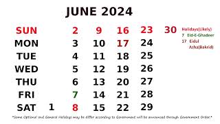 June Calendar 2024 [upl. by Shull]