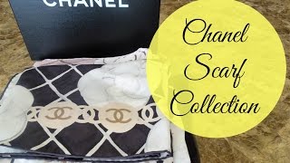 Designer Scarf Collection Part 2 Chanel Scarves [upl. by Drandell85]