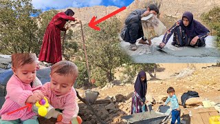 End of cementing on the roof of the hut by Narges and the help of the neighbor woman [upl. by Trebla]