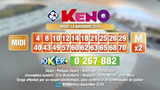 Tirage du midi Keno® du 19 novembre 2024  Résultat officiel  FDJ [upl. by Skantze]