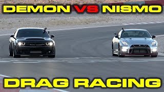 Dodge Demon vs Nissan GTR Nismo Drag Racing at Speed Vegas [upl. by Lu]