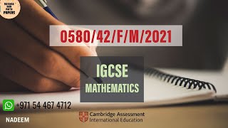 058042FM21  Worked Solutions  IGCSE Math Paper 2021 EXTENDED 058042FEBMARCH2021 0580 [upl. by Chrissie]