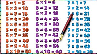 Learn Table 5 to 7  Maths Tables  5 to 7 Table 111224 Tables of Two to Ten  maths table [upl. by Mazur772]