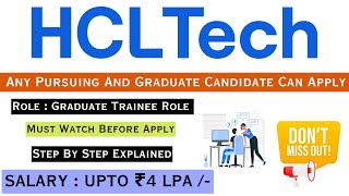 HCLTech Off Campus Drive 2024  Hiring For Freshers  Package Upto 4 LPA  Apply Now jobs2024 [upl. by Anirdua]