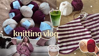 knitting vlog 🐌 olga KAL slipover progress amp matcha [upl. by Bovill344]