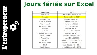 Les jours fériés sur Excel [upl. by Rodenhouse]