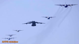 4K Many Military Cargo Planes landing after dropping Paratroopers  Falcon Leap Eindhoven AB [upl. by Fabrianne246]