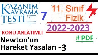 11 Sınıf  Fizik  MEB Kazanım Testi 7  Newtonun Hareket Yasaları 3  PDF  AYT Fizik  2022 2023 [upl. by Noicpecnoc]