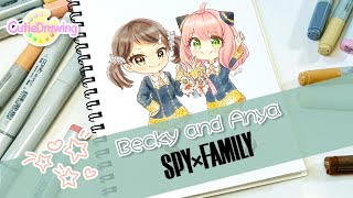 Drawing Anya Forger and Becky Blackbell with matching Sheep keychainsSPY FAMILYCOPIC [upl. by Boak]