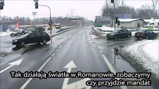 Światła w Romanowie  ostre hamowanie ciężarówką 40t [upl. by Refitsirhc304]