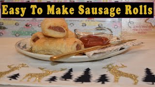 SAUSAGE ROLLS PUFF PASTRY RECIPE  QUICK AND EASY TO MAKE  BAKE WITH ME [upl. by Yedsnil]