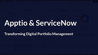 Apptio amp ServiceNow  Digital Portfolio Management [upl. by Mccreary]