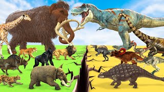 Prehistoric Animals Epic Battle Ice Age Animals Mammoth vs Jurassic World Dinosaur Animal Revolt [upl. by Inaluahek875]