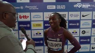 MarieJosee Ta LouSmith Chats After DQ At Brussels Diamond League Interview [upl. by Durwyn618]