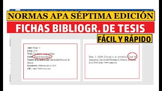 CÓMO HACER FICHAS BIBLIOGRÁFICAS DE UNA TESIS EN WORD  NORMAS APA SÉPTIMA EDICIÓN 7ma  EJEMPLO [upl. by Ahsemat9]