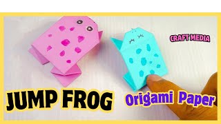 Origami Jumping Frog  How to make paper frog Toy  Origami Craft Media [upl. by Sihtam]