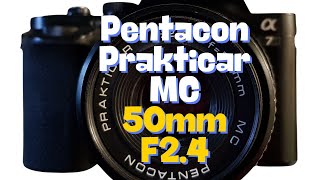 Vintage 35mm camera lens Pentacon Prakticar MC 50mm F24 lens on full frame digital camera [upl. by Thar]