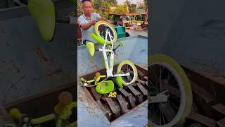 Man Crushes Bicycle Into Crusher Machine shortsvideo [upl. by Gnuhn50]