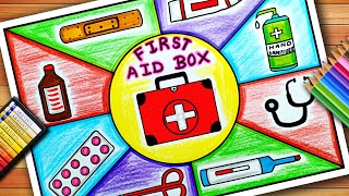 World First Aid Day Drawing  First Aid Box Drawing  First Aid Kit Drawing  First Aid Day Poster [upl. by Doe460]