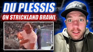 Dricus Du Plessis slams quotterriblequot Sean Strickland crowd brawl [upl. by Nnahgaem]