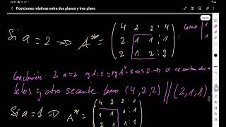 estudio de la posición relativa de tres planos en función de un parámetro [upl. by Shaver]