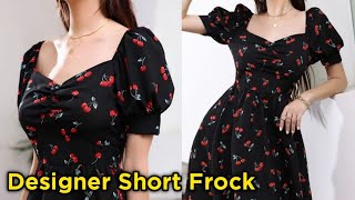 DIY new Designer short frock cutting and stitching  stylish western frock cutting and stitching [upl. by Gearhart233]