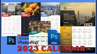 2023 Wall Calendar in Photoshop PSD File  Tutorial How to Edit PSD [upl. by Nnaynaffit967]