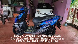 SUZUKI AVENIS 125 Modified 2023 Crash Guard Simtech Hazard Flasher amp LED Bulbs HGJ LED Fog Light [upl. by Cuhp]