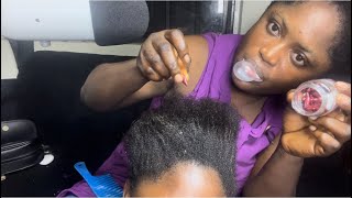 Asmr✨Vitamin E oil capsule application on my sisters scalp gum chewing and hair parting sound [upl. by Enifesoj]