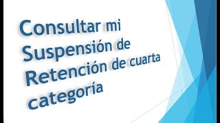 Consultando mi suspensión de 4ta categoría [upl. by Anirehtac]