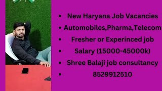 New Haryana Jobs Vacancy  Automobiles ll pharma Company ll Telecom Company Apply Male or female [upl. by Flessel]