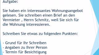 neue Wohnung mieten  Brief schreiben zur Prüfung B1 екзамен B1 [upl. by Dimah840]