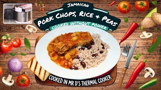 Jamaican Pork Chops Rice and Peas Slow Cooked Without Power [upl. by Nylzaj]