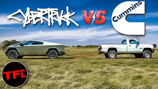 Tesla Cybertruck vs Classic Ram Cummins Tug of War [upl. by Qifahs]