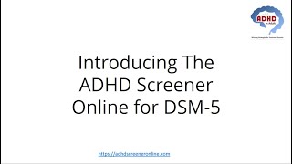 DSM5 ADHD Screener Online from ADHD in Adults [upl. by Martynne]