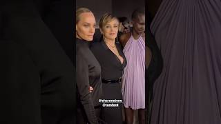 Amber Valletta Sharon Stone amp Alek Wek at the Tom Ford during MFW sharonstone [upl. by Lhok195]