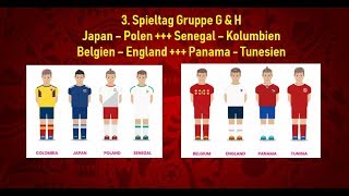 WM Tipps amp Vorhersagen Belgien  England Kolumbien  Senegal Polen  Japan Panama  Tunesien [upl. by Mala]