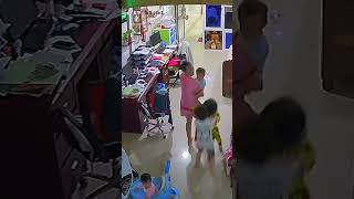 Mothers quick reaction saves baby from collapsing roof Shorts [upl. by Lisbeth42]