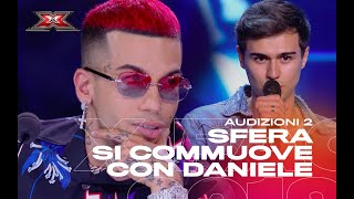 Sfera Ebbasta si commuove per il padre di Daniele  Audizioni 2 [upl. by Ainad]