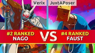 GGST ▰ Verix 2 Ranked Nagoriyuki vs JuxtAPoser 4 Ranked Faust High Level Gameplay [upl. by Aramaj]